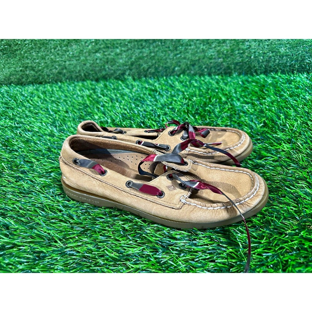 Sperry Top-Sider Women's Beige Leather Boat Shoes Lace Up Round Toe US 5.5 M